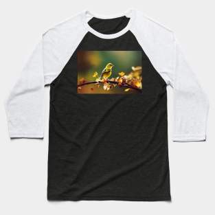 Cute tiny yellow bird on a branch Baseball T-Shirt